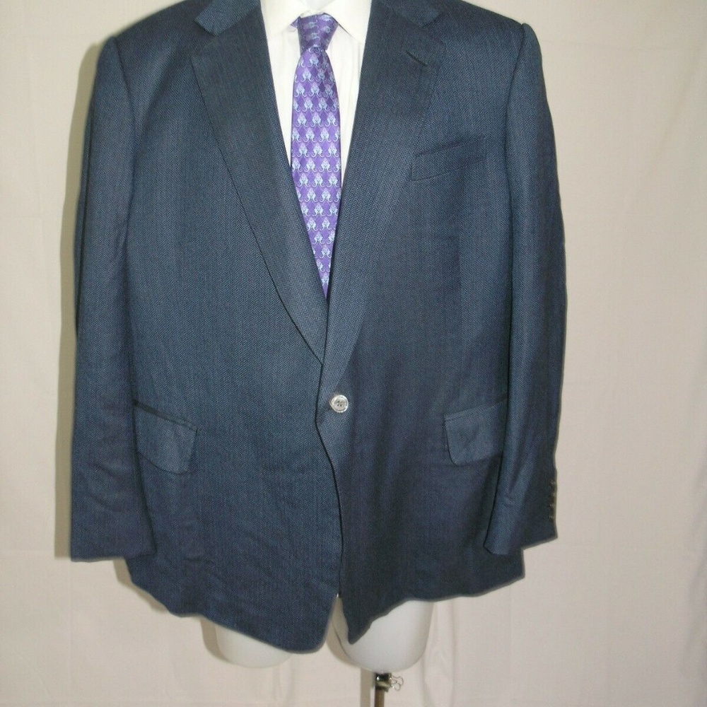 Dege & Skinner Savile Row Bespoke Blue Herringbon… - image 2